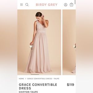 Birdy Grey Grace Conversible Bridesmaid Dress - Taupe Chiffon - Size Large